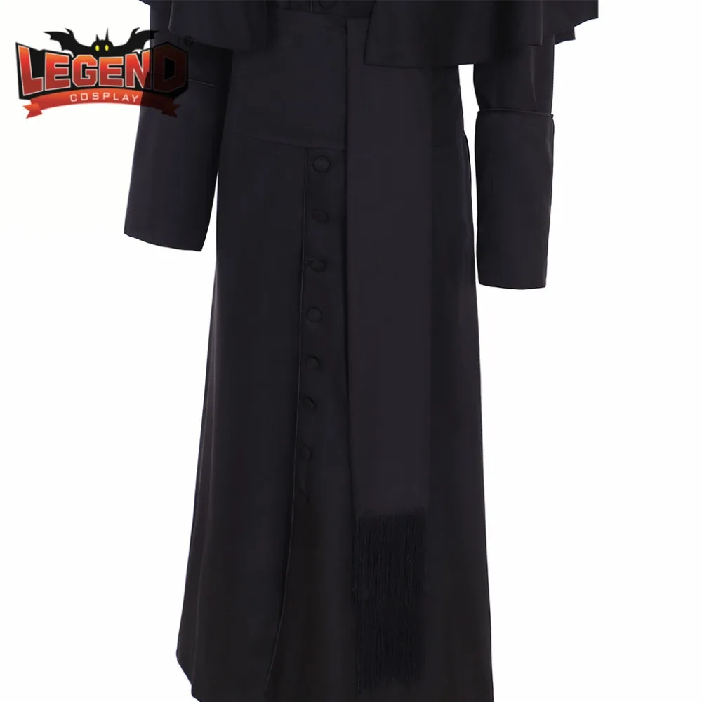 Roman Black Priest Cassock Robe Gown Clergyman Vestments Medieval Ritual Robe Gothic Wizard Costume Black Priest Robe cosplay