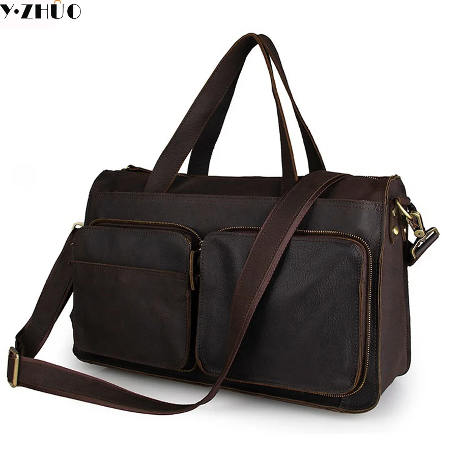 genuine leather luggage bag 100% really cowhide men travel bags vintage men shoulder duffel bags brown men crossbody bags