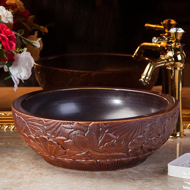 Europe style chinese wash basin Jingdezhen Art Counter Top ceramic basin sink painted hand washbasin bathroom sinks (11)