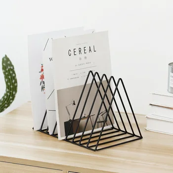

4x Modern Style Metal File Organizer Triangle Iron Desktop Storage Rack Bookshelf Magazine Holder