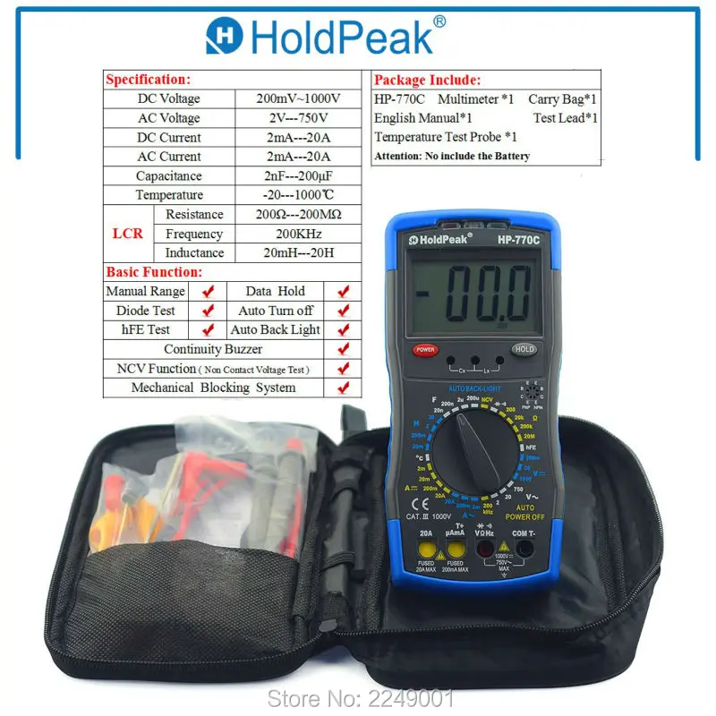 Multimetro HoldPeak HP 770C Digital LCR Multimeter Meter with NCV