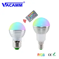 E27 E14 110 V 220 V 85-265 В RGB светодио дный лампа ночник Lampara светодио дный 16 Цвета лампы освещения домашнего декора 24Key удаленного Управление