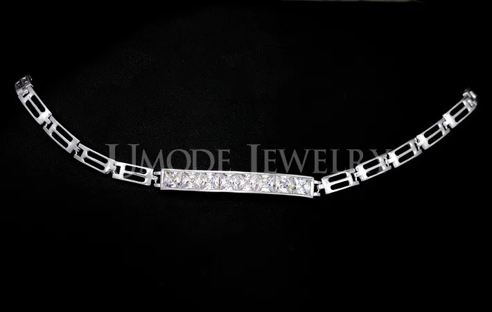 Umode белый позолоченный браслет и браслет для женщин модный браслет с 8 шт. 0.65 карат площадь CZ камни UB0033