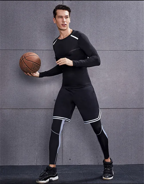 Vansydical Running Compression Tights Mens Basketball Training Leggings  Printed Fitness Gym Capris Man Jogging Base Layers - Running Tights -  AliExpress