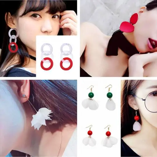 

Wedding Party Gifts Bride Fashion Simple Scrub Petals Flowers Imitation Pearl Acrylic Resin Geometric Circle Female Earrings