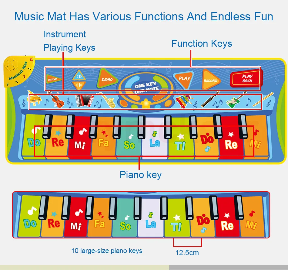 130X48 см Детские пианино коврики музыкальные ковры пианино клавиатура сенсорная игра музыкальный коврик развивающие игрушки подарок