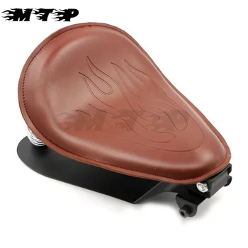 

3" Spring Retro Brown Fire Solo Seat Mounting Base plate Bracket Cushion Seats for Bobber Chopper Custom Yamaha Harley Sprotster