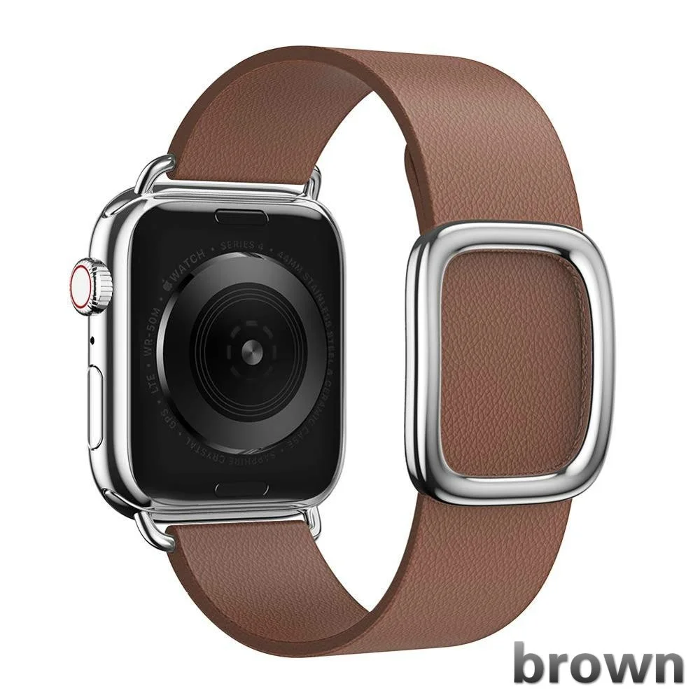 Из натуральной кожи петлевой ремень для apple watch группа 44 мм 40 мм, 42 мм, 38 мм, ремешок для наручных часов iwatch, версия 4/3/2/1 Часы браслет аксессуары - Цвет ремешка: brown