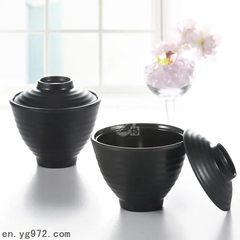 wholesale plastic melamne JAPANESE restaurant small soup bowl with lid , melamine soup tureenin