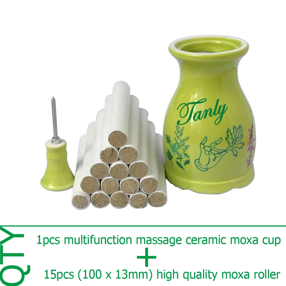 

New type multifunction double-deck ceramic massage beauty SPA printing moxa device +15pcs high quality moxibustion stick