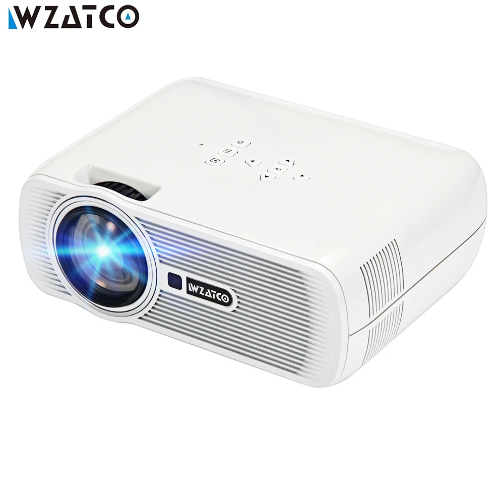 WZATCO CTL80 LCD Projector Upgrade Android 7.0 WIFI Portable LED TV