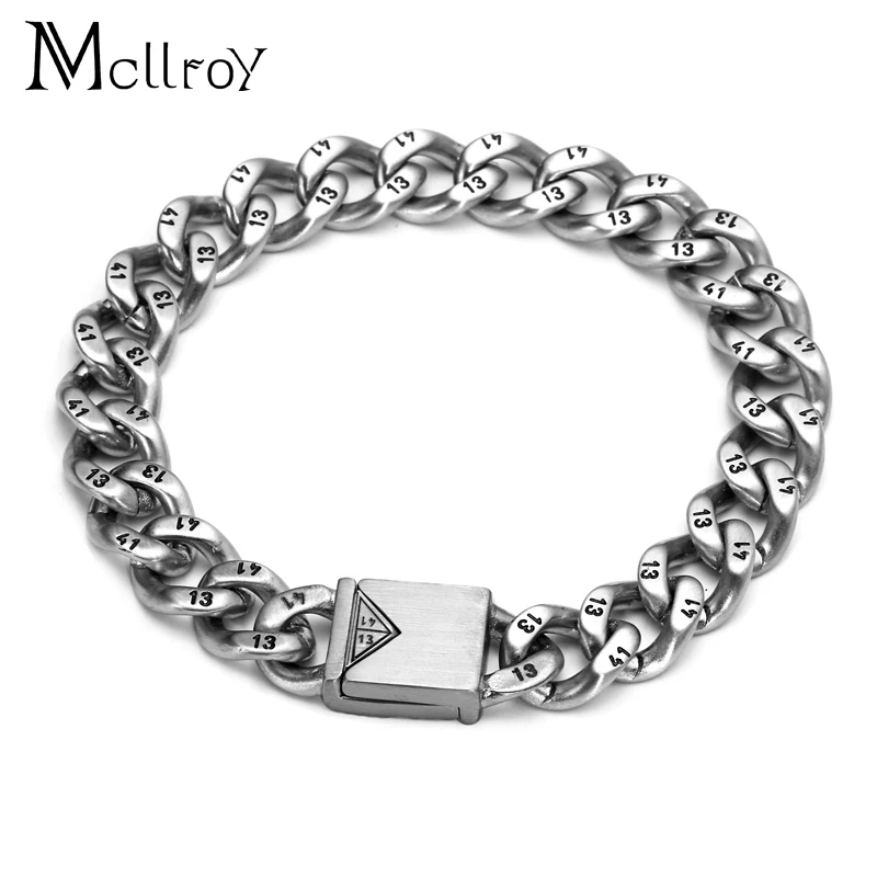 

Mcllroy link chain bracelet men male 316L stainless steel bracelets & bangles love bracelet erkek bileklik valentine's day gift