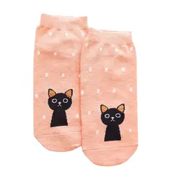 Новинка 2019, повседневные носки с принтом, милые женские носки, Модные Носки с рисунком кота, простые повседневные удобные носки с низким