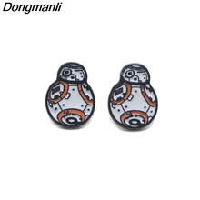 P3073 дунманли Прохладный сопротивление BB-8 пирсинг для уха гвоздики детские серьги для женщин Эмаль серьги ювелирные подарки для девочек