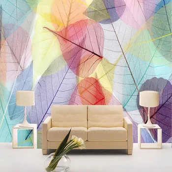 

Custom Any Size Murals Wallpaper Modern Abstract Colorful Leaves Photo Wall Cloth Living Room TV Sofa Background Wall Papers 3 D