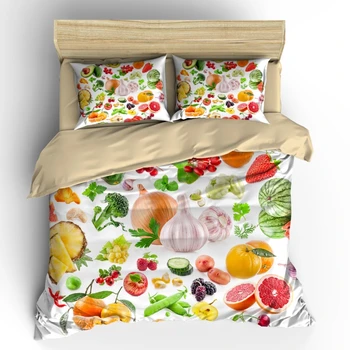 

AHSNME High Definition Vegetable Fruit Salad Cover Sets Summer Bedding Set Pineapple Garlic Onion Bean Bedlinens Bedding Set
