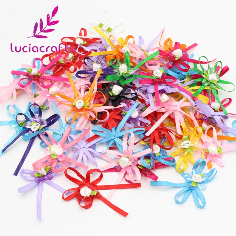 

Lucia crafts Approx 40-60mm Random Mixed Candy Color Girls Boutique Mini Bow Headwear garment accessories 12pcs/lot B0917