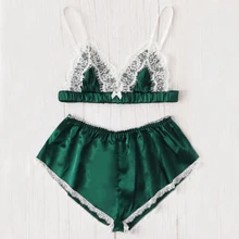 2019 Summer Sexy White Lace V-neck Pajama Set Women Sleeveless Sleepwear Sling Bra and Shorts Faux Silk Satin Pyjamas M-L white rose embroidery v neck sleeveless pajama set