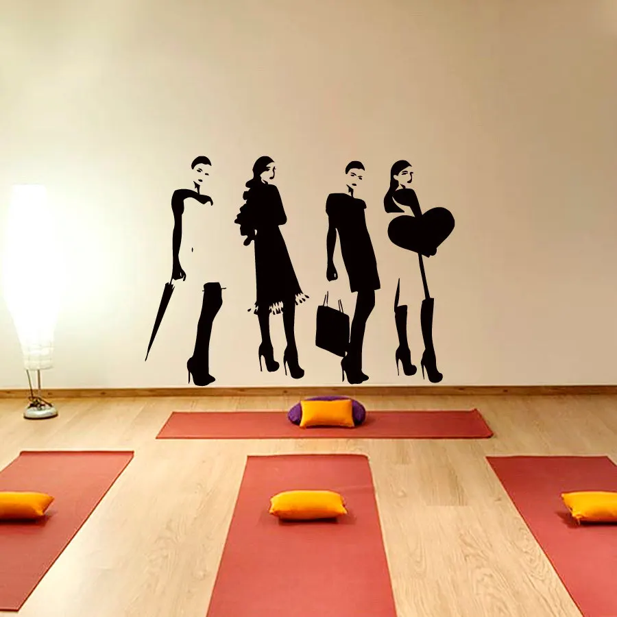 Four Modern Fashion Women Silhouette Art Wall Stickers Home Livingroom