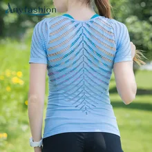 Новинка, открытая футболка для фитнеса, йоги, Женская быстросохнущая футболка с коротким рукавом для бега, женские футболки для тренировок, спортзала, Спортивная Женская куртка