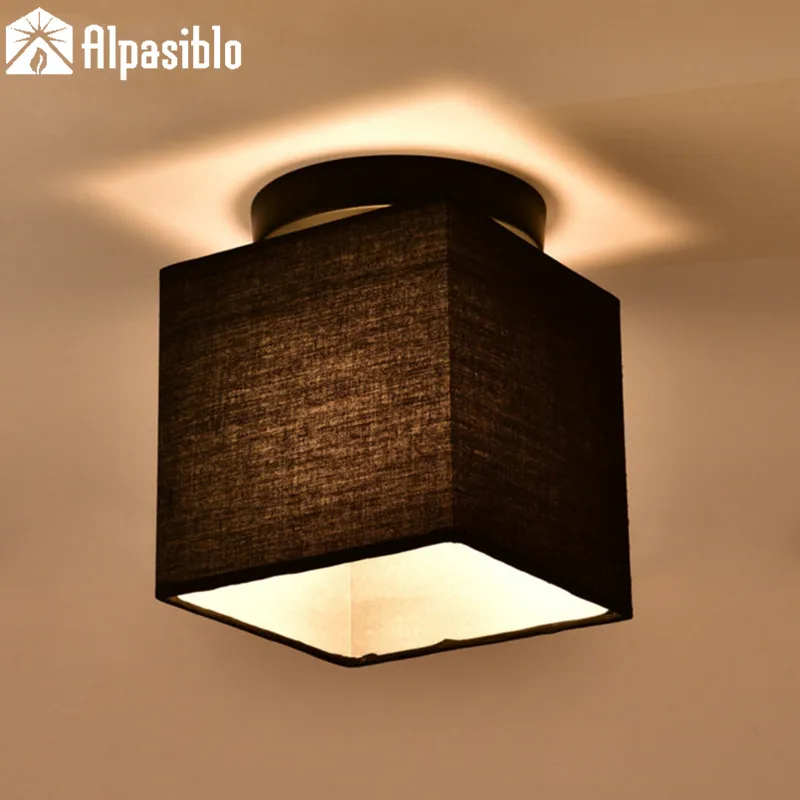 

Linen/gunny Lampshade Fabric lamp Ceiling Light Aisle halway lighting Round Black Ceiling Lamp White Indoor Corridor LED Lights