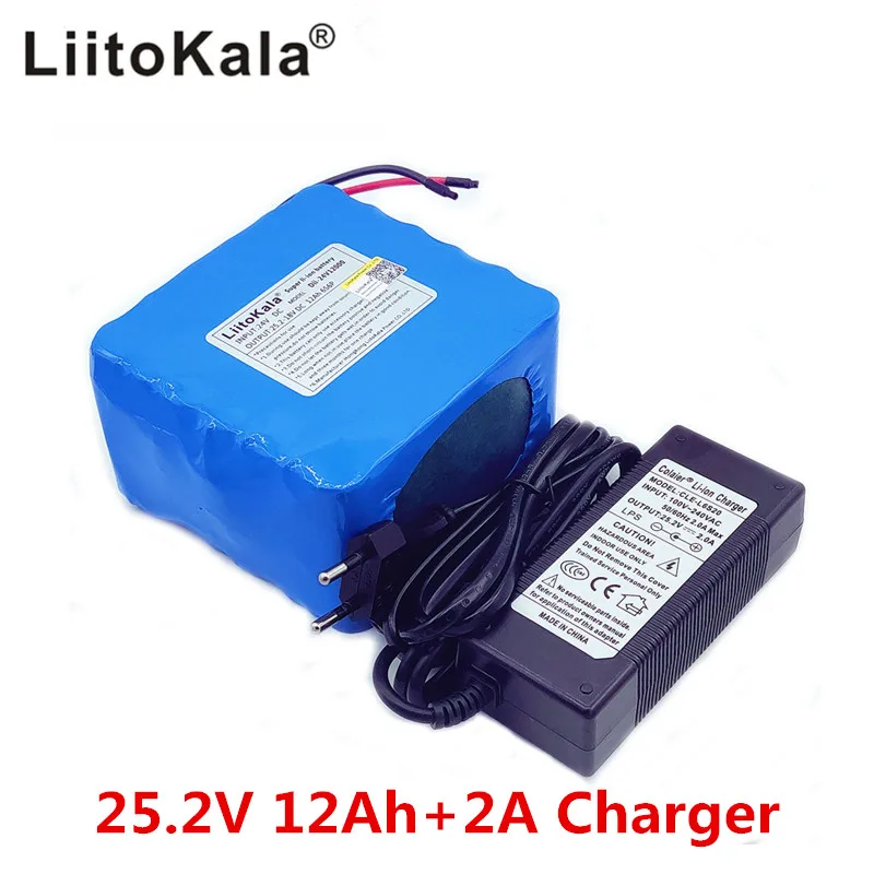 Liitokala 24V 12ah литий-ионный аккумулятор 25,2 V 12000mA 6S3P аккумуляторная батарея bms 2A зарядное устройство для велосипеда