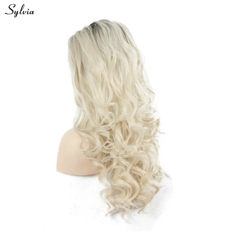 blonde ombre black long lace wig  (7)
