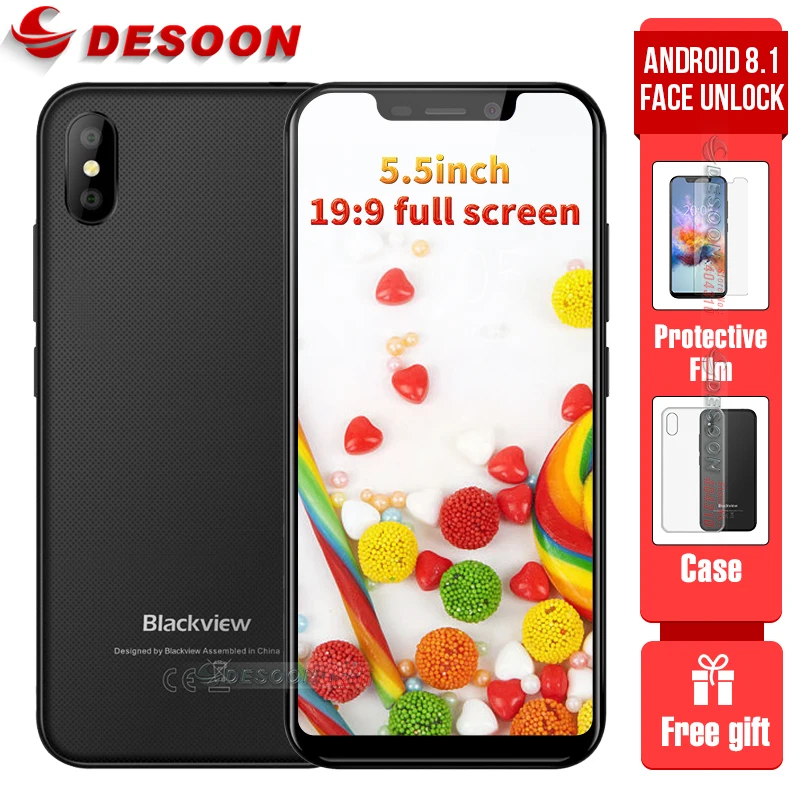 

Original Blackview A30 Smartphone 19:9 5.5 inch Android 8.1 8MP Dual Camera 2GB RAM 16GB ROM MT6350V 3G Mobile phone