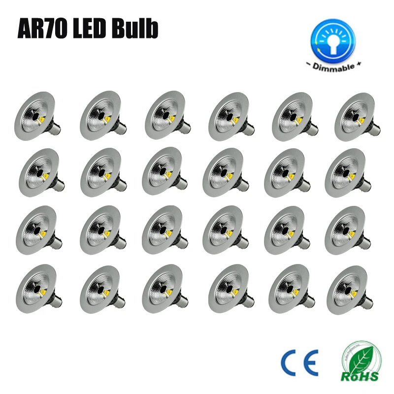 

24PC/lot 7W AR70 LED-spot for 50W Halogen Bulb ,B15 220V 240V Warm White 2700K Small Beam Angle 400lm LED Focus