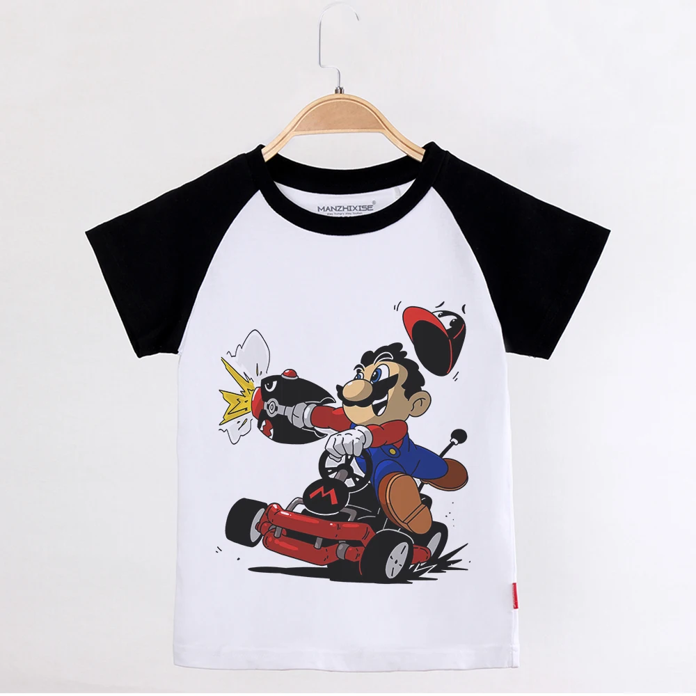 

Children Clothing 2019 New Boy Raglan Sleeve T shirt Mario Funny T-shirt Cotton Girls Top Kids Cothes Baby Tee Shirts Unisex