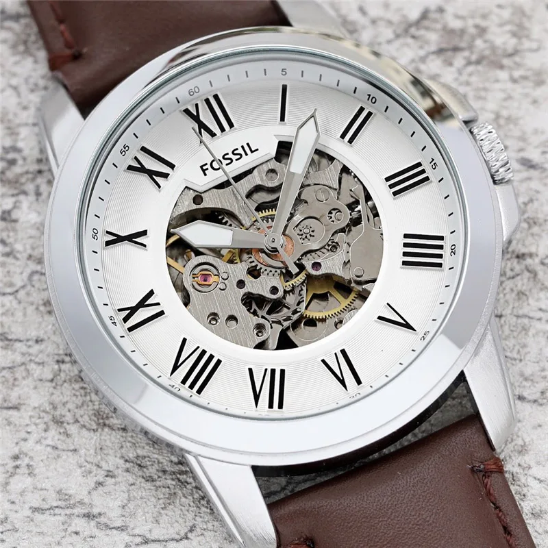 FOSSIL Мужские автоматические часы лучший бренд класса люкс Модные механические часы мужские спортивные наручные часы с кожей