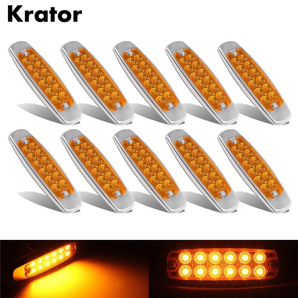 

Krator 10PCS Amber 12V 6.15"LED Marker Clearance Light 12LED Pigtail Connector Trailer New