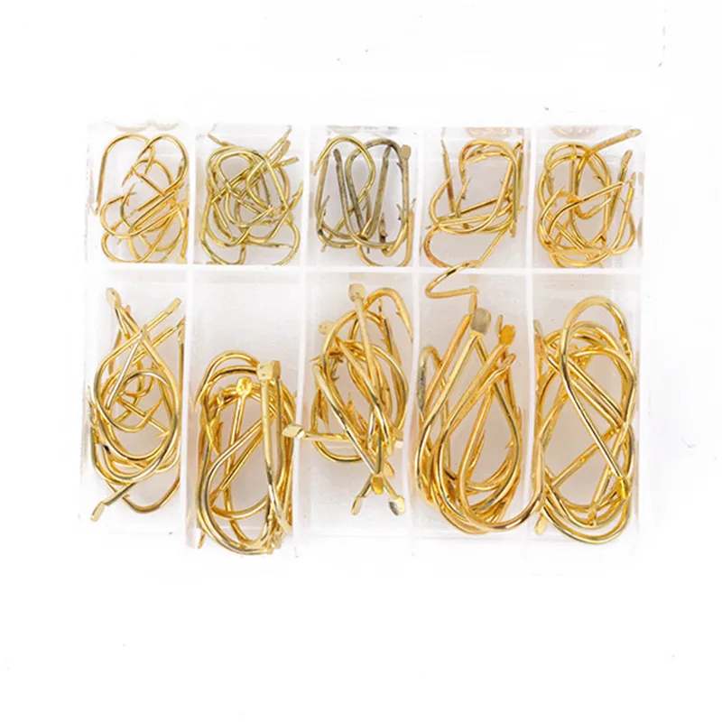

2018 100 Pcs Fishing Hooks Sharpened Fishing Needle With Box Golden Fishhooks Durable Golden Fishing hook in Fishing Accessories