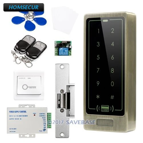 

HOMSECUR Waterproof Metal Case Access Control IC Reader System+NC Strike Lock