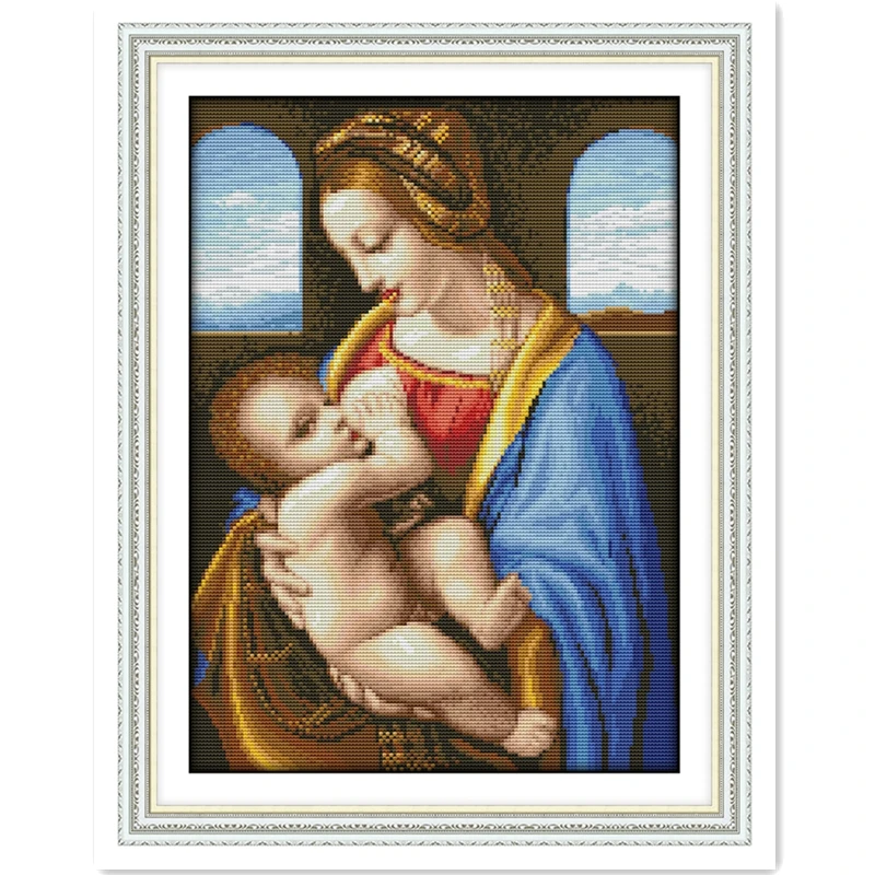 

The Virgin And The Son Eighteenth Embroidery Cross Set DIY SET 11CT 14CT Printed On Canvas Chinese Counted Cross Stitch Pattern
