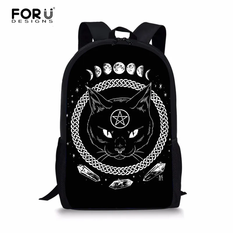 L5066C FORUDESIGNS/черные школьные сумки с принтом кота Детские рюкзаки для подростков девочек легкие школьные сумки детские школьные сумки для мальчиков - Цвет: L5066C
