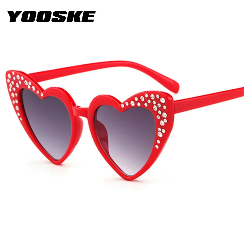 

YOOSKE Kids Sunglasses Children Rhinestone Heart Shaped Sun Glasses Girls Cat Eye Glasses UV400 Eyewear Gift For Baby