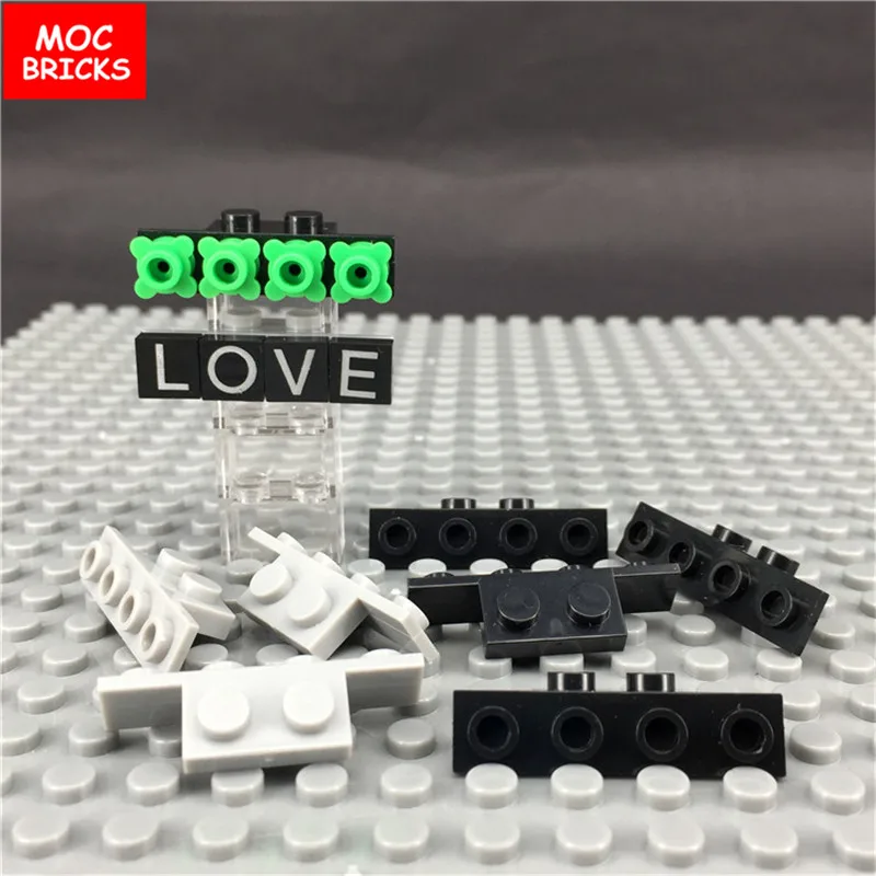 

10pcs/lot MOC Bricks Black & Light gray Bracket 1X2-1X4 fit with 2436 DIY Educational Building Blocks Toys for children gifts