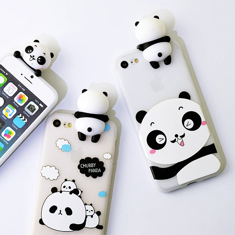 KISSCASE 3D Cute Panda Чехол для iPhone X 7 8 Plus прекрасная игрушка панда крышка силиконовая 6 S 6s