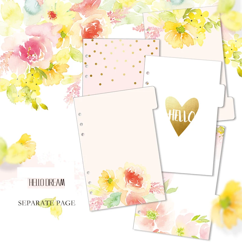 Lovedoki Hello Dream Dividers A5 A6 Inner Page for Dokibook Notebook Planner Accessories Filler Papers for Filofax 5pcs in Set