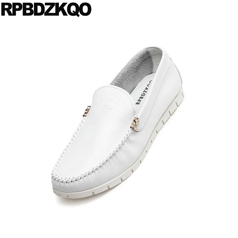 Hombres Pista Blanca Diseño azul Cuero Vaca De Zapatos Casuales verde 2018 Lujo negro Estilo Conducción blanco Los rojo Apricot Genuino Británico Piel Pisos Slip On Europea Mocasines waz0wU