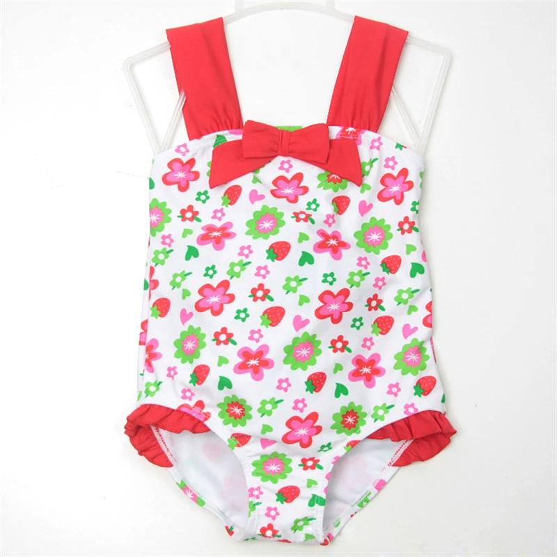 

New Model Kid Girls One Piece Swimsuit 2-7 Y Baby Girl White & Little Floral Swimwear Children Swimming wear Swim Suit Bathing