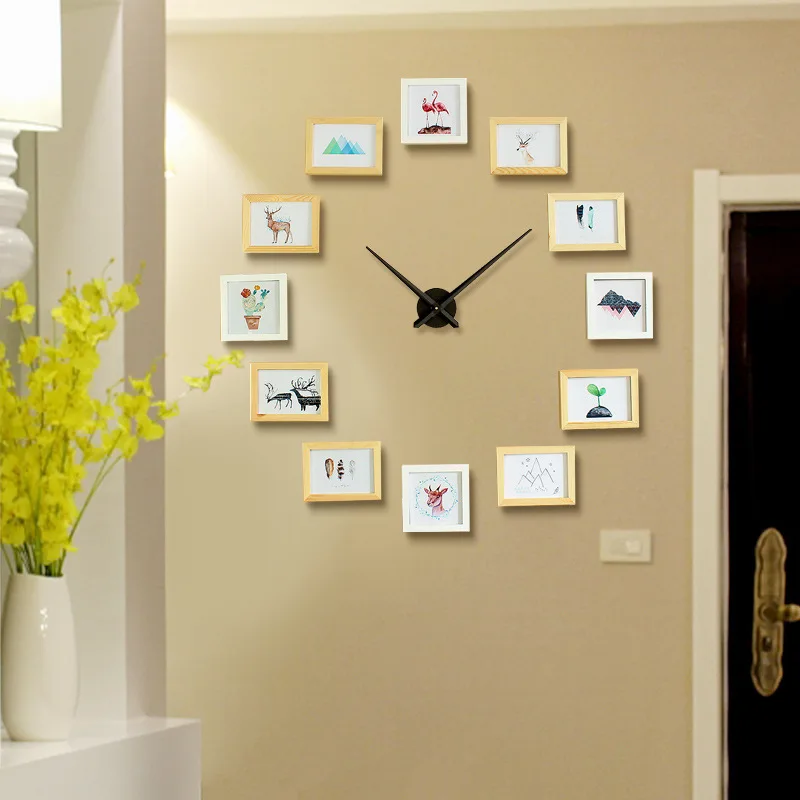 Креативные простые настенные часы из цельного дерева для гостиной, бесшумные часы, современные домашние часы, модные настенные украшения, кварцевые часы