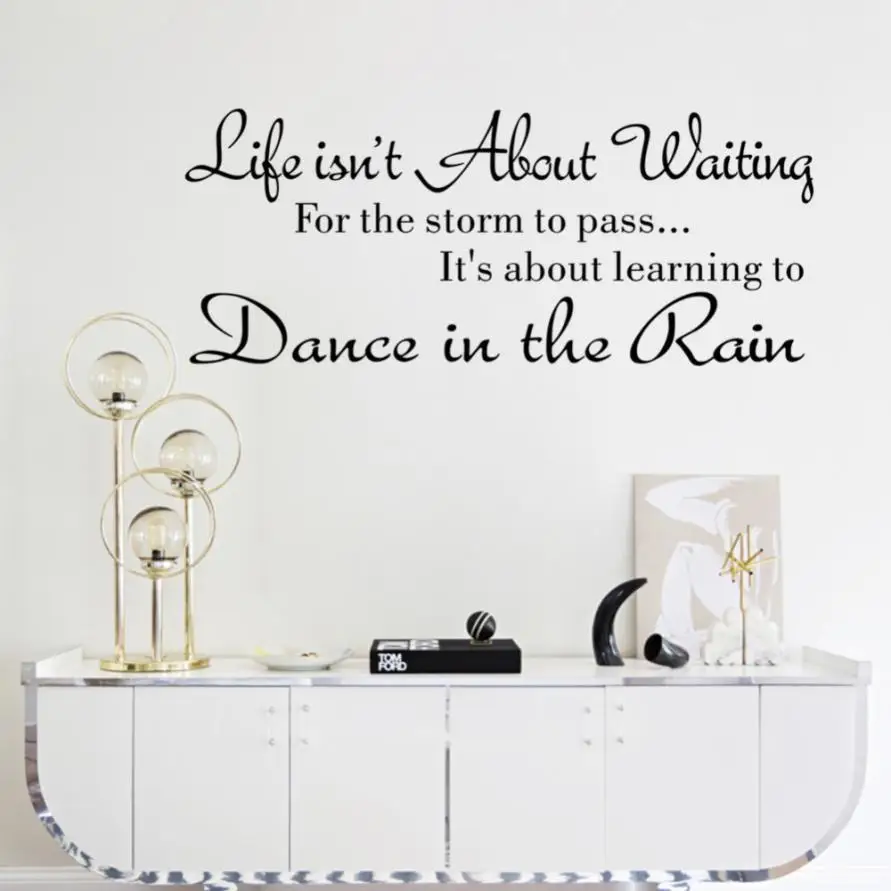 

Creative Fashion Text Life Isn't About Waiting Wall Stickers Quote Dancing in rain Wall Decal Words Simple High-Quality m26