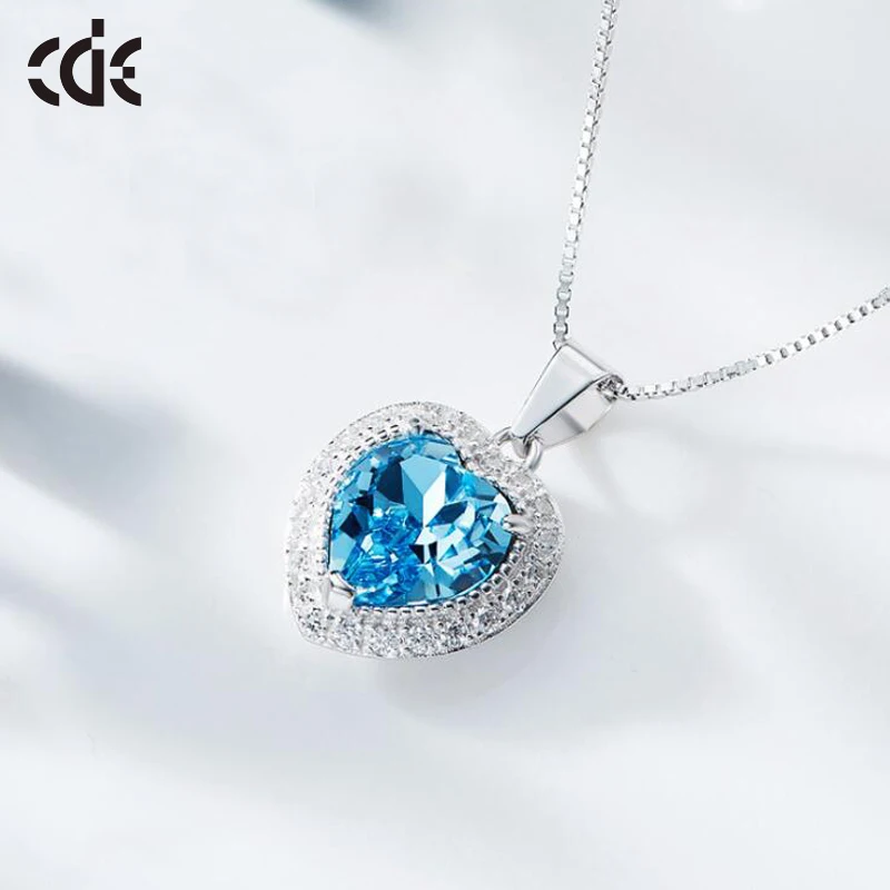 CDE 925 пробы Серебряное ожерелье украшено кристаллами Swarovski женское ожерелье в форме сердца воротники-ожерелья ювелирные изделия