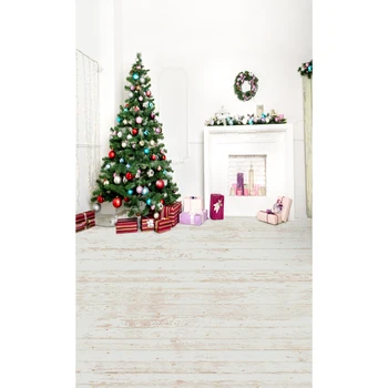 

5X8ft thin vinyl photography background Computer Printed Christmas tree , fireplace Photography backdrops for Photo studio ST437
