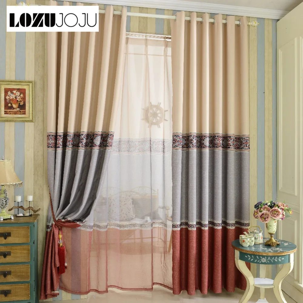 

LOZUJOJU Simple design printed blackout curtain home for living room bedroom kitchen blind modern curtain tulle sheer sets
