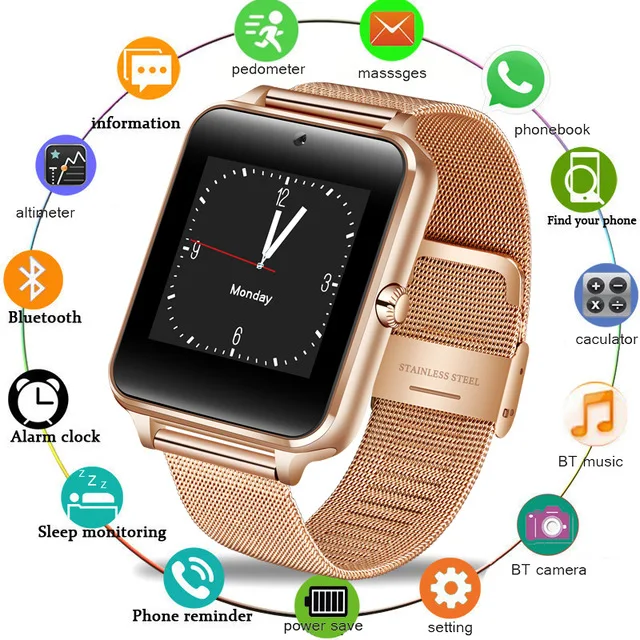 

HOT Smart Watch GT08 Plus Metal Strap Bluetooth Wrist Smartwatch Support Sim TF Card Android&IOS Watch Multi-languages PK S8 Z60