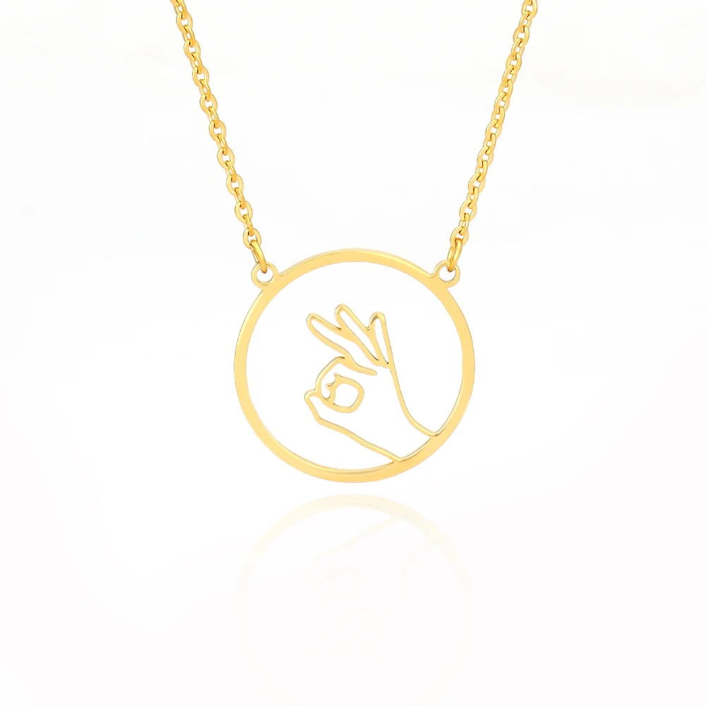 

Sign Language Love Okay Rock Heart Hand Gestures Necklaces For Women Gold Chain Necklaces Pendants Bijoux Sign Language Necklace