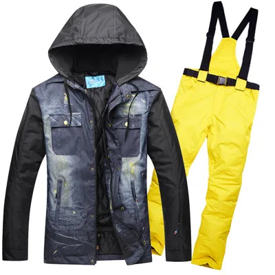 Комплект из куртки и штанов, мужской лыжный костюм,, Мужская ветрозащитная Водонепроницаемая уличная одежда, очень теплая одежда для катания на лыжах и сноуборде - Цвет: color3